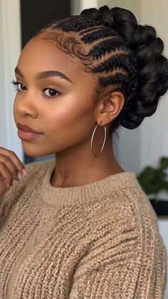 Best Techniques for anotation ✨ Side Updo Hairstyles, Braids Hairstyles Updo Black Women, Hairstyles Updo Black Women, Updo Hairstyles Braids, Updo Black Women, Braids Hairstyles Updo, Braided Bun Styles, Updo Ideas, Hello Hair