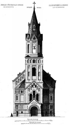 an architectural drawing of a church tower