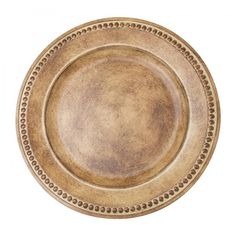 an old wooden plate with beaded edges on a white background