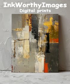 an abstract painting is shown with the words ink worthy images digital prints in white letters