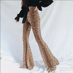 Stand Out In The Crowd With These Super Cute Leopard Print Flare Pants. Elastic Waist Soft And Very Stretchy To Allow Maximum Comfort! *Measurements Are Approximate* Small: Waist: 24-30” Rise: 10” Inseam: 30.5” Medium: Waist: 26-34” Rise: 11” Inseam: 31” Large: Waist: 26-36” Rise: 11” Inseam: 31” Xl Waist: 28-40” Rise: 12” Inseam: 32��” Leopard Flares, Women High Waist Pants, Printed Flare Pants, Leopard Print Pants, Leopard Fashion, Fashion Bottoms, High Waisted Flares, Print Pants, Bell Bottom Pants