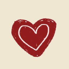 a drawing of a red heart on a beige background with the word love written across it