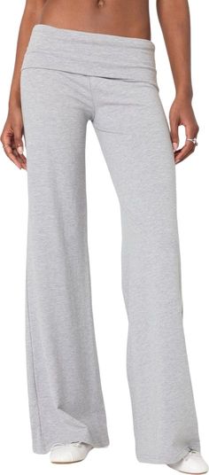 EDIKTED Wide Leg Foldover Pants | Nordstrom Fold Over Pants, Fold Over Yoga Pants, Pants Low Rise, Wwe T Shirts, Flannel Sweatshirt, Wide Leg Sweatpants, Girls Graphic Tee, Girls Blouse, Pants Design