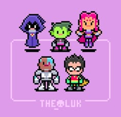 pixel art with the words,'the luk'in front of four different characters