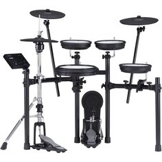 the electronic drum set is shown on a white background