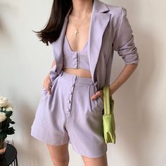 Blazers For Women Classy, Blazer And Shorts, 3 Piece Suits, Style Chic, Blazers For Women, Jeans Shorts, Classy Outfits