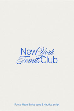 the new york tennis club logo is shown in blue on a white background with text