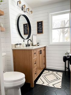 Create a luxurious and spa-like oasis in your bathroom with sleek fixtures, tranquil color palettes, and elegant decor accents that will turn your daily routine into a blissful retreat. Bad Inspiration, Modern Farmhouse Bathroom, Boys Bathroom, Basement Bathroom, Upstairs Bathrooms, Bathroom Redo, Bathroom Remodel Master