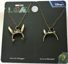 two necklaces that have been made to look like they are from the avengers movie