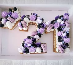 21st Birthday Cake Ideas. Purple Cake Design. Order Cake in Miami Birthday Cake Ideas Purple, Cake Ideas Purple, Purple Cake Design, 21st Birthday Cake Ideas, Alcohol Cake, Alphabet Cake, Number Birthday Cakes, Purple Cakes Birthday, Purple Cake