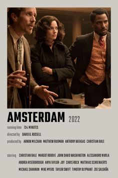 the poster for amsterdam, featuring three men and one woman