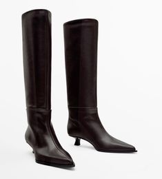 Heeled Leather Boots, Leather Boots Heels, Boots Brown, Fall 2023, Massimo Dutti, Brown Boots, Limited Editions, Leather Boots, Ankle Boots