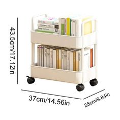 Compact 2-Tier Mobile Bookshelf Cart with Wheels - Wnkrs Bookshelf Cart, Mobile Bookshelf, Cozy Dorm Room, Cart With Wheels, Organized Living, Space Saving Solutions, Stationery Items, Clutter Free, Small Apartments