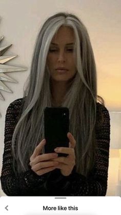 Highlights Grey, Long Silver Hair, Silver Haired Beauties, Hair Gray