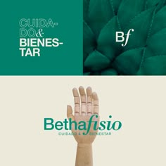 a hand that is on top of a green chair with the words bethafsio and cuida - do - benes - bines - tar