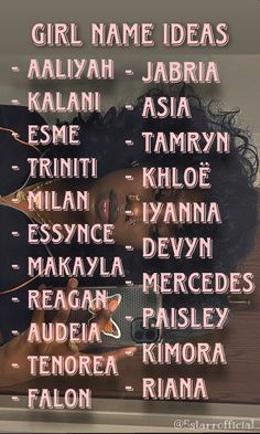 a poster with the names of different women