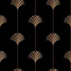 an art deco wallpaper with gold fan shapes