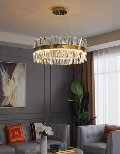 Crystal Circle Chandelier Dinning Room Lighting, Circle Chandelier, Living Room Luxury, Led Crystal Chandelier, Crystal Chandelier Lighting, Modern Crystal Chandelier, Living Room Restaurant, Gold Chrome, Ceiling Chandelier