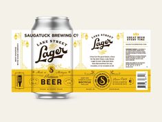 a beer can and label for lager