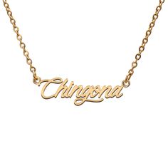 PRICES MAY VARY. Chingona Name Tag Necklaces for Her His Friends Familys Relationship Memory Jewelry Gift 18K gold plated color with 16"+2" extension chain Choose the Best Name Necklace Jewelry for your Friend or Family Stainless Steel Material and it is nickle free Chingona Best Friend Family Member Mother Daughter Sister Nana Named Necklace Birthday Party Christmas Gift
 
Product Details: 
Material:Stainless Steel. 
Chain Length (Exclude Name): 16" +2" Adjustable Chain. 
Chain Type: Cable Chai Memory Jewelry, Necklaces For Her, Best Friend Family, Star Chain, Gift Product, Memorial Jewelry, Name Tag, Name Tags, Cool Names