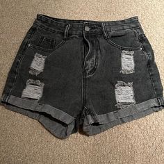 Never Used, Ripped Style, Size: Women’s S, Color: Black Cheap Black Cutoff Bottoms, Cheap Black Ripped Pants, Affordable Black Cutoff Shorts, Cheap Ripped Washed Black Bottoms, Cheap Grunge Jean Shorts, Cheap Forever 21 High-waisted Shorts, Cheap Short Edgy Bottoms, Cheap Washed Black Ripped Bottoms, Cheap Forever 21 Shorts