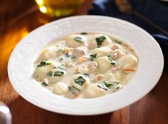 slow cooker chicken gnocchini soup copycat recipe with spinach and cheese