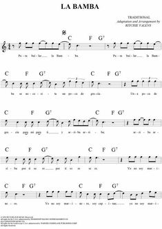 sheet music with the words la bamba on it