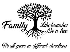 a family tree with the words, like branches or trees we all grow in different directions