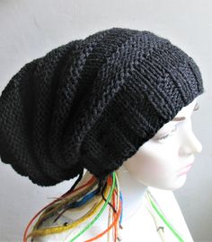 In soft warm, acrylic yarn. Vegan friendly headgear. Festival Hat, North And South America, How To Purl Knit, Oversize Knit, Slouchy Beanie, Knit Hat, Head Circumference, Punk Fashion, Vegan Friendly