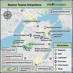 Map of Boston Attractions Map Of Boston Attractions, Things To Do In Boston In October, Boston To Do, Boston Tourist Attractions, Boston Bucket List, Boston Fall