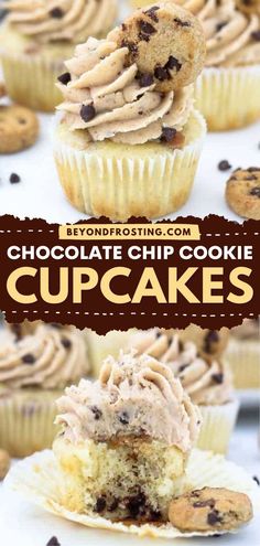 This baking recipe features everyone's favorite combo! You'll want to serve this dessert idea with a glass of milk. Loaded with chocolate chip cookies from the batter to the frosting, these moist homemade vanilla cupcakes are amazing! Chocolate Chip Cookie Cupcakes, Chocolate Chip Cupcakes Recipe, Homemade Vanilla Cupcakes, Homemade Cupcake Recipes, Cookie Cupcakes, Black Color Hairstyles, Chocolate Chip Cupcakes, Fun Cupcake Recipes