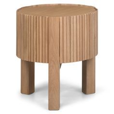 a wooden table with two legs and a circular design on the top, made out of plywood