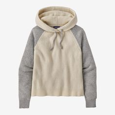 Warm, comfortable and durable, this daily-wear hooded sweater can be worn alone or as a toasty layer and is made with a blend of recycled wool and recycled nylon. Repair Clothes, Wool Clothing, Outdoor Pants, Outdoor Jacket, Knit Sleeve, Pullover Sweater Women, Clothing Care, Sweater Making, Patagonia Womens