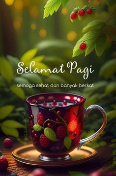 the cover of selamat pagi is shown with berries and leaves on it