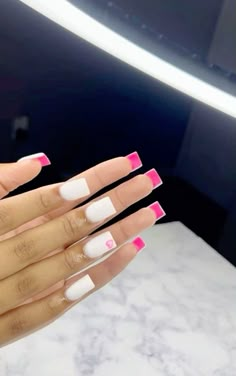 Dope Nail Designs Mid Length, Simple Baddie Nails, Basic Baddie Nails, Acrylic Toe Nails, Hard Nails, White Acrylic Nails