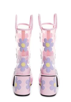 Sugar Thrillz Western Floral Vinyl Rain Booties - Pink Flower Rain, July 4th Sale, Crochet Shop, Sugar Thrillz, Pink Doll, Pride Outfit, Pull Handles, Clear Vinyl, Platform Boots