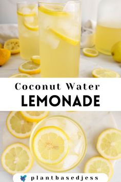 View on a tall glass of coconut water lemonade. Coconut Water Recipes, Squeezed Lemon, Refreshing Drinks Recipes, Milk Shakes, Healthy Drinks Recipes, Lemonade Recipes, Summer Drink, Water Recipes