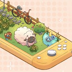 an image of a game with sheep and plants on it