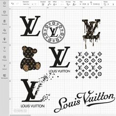 an image of various logos on a sheet of paper with the word louis vuitton