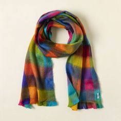 Seamless Rainbow Scarf ​ | Alpaca Scarf | Uncommon Goods Unique Stocking Stuffers, Rainbow Scarf, Hip Scarves, Uncommon Goods, Alpaca Scarf, Cozy Scarf, Women's Hats, Stocking Stuffer Gifts, Unusual Gifts