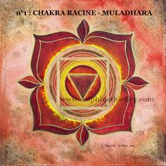 the chakra racine - muladhara symbol on a red and yellow background