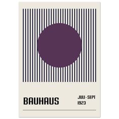 a poster with the words bauhus in black and white stripes on it's side