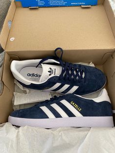 Navy Blue Gazelle, Blue Gazelle, Adidas Shoes Gazelle, Adidas Shoes Outfit, Adidas Gazelle Blue, Adidas Gazelle Outfit, Navy Blue Adidas, Adidas Outfit Shoes, Navy Adidas