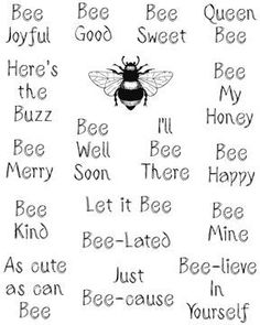 the bee - leave poem is shown in black and white