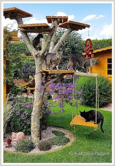 Cat Tree - Pamper yourself today! Visit to find the amazing brands and items you need today. Cat Highway, Outdoor Cat Tree, Katt Diy, Katt Grejer, Kat Diy, Cat Fence, Cat Patio, Cat Hotel, Cat Tree House