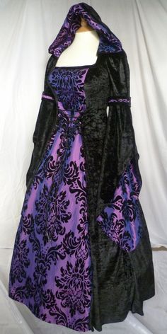 Hooded Wedding Dress, Purple Medieval Dress, Purple Gothic, Pagan Wedding, Medieval Gown, Purple Wedding Dress, Halloween Custom, Medieval Dress, Hooded Dress