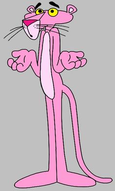 the pink panther cartoon character with yellow eyes