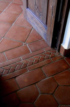 a cat is sitting on the floor in front of a door