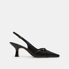 Detailed with our polished Heritage C Plaque the Rowyn slingback is a classic kitten heel silhouette for workdays and weekends. Crafted of smooth leather it’s finished with a comfortable padded footbed. | Coach Rowyn Slingback - Women's Size 9.5 - Black Classic Slingback Pumps With Square Toe For Office, Elegant Square Toe Slingback Pumps For Work, Sleek Slingback Kitten Heels With Padded Heel, Classic Slingback Pumps With Sculpted Heel For Business, Classic Office Slingback Pumps With Sculpted Heel, Sleek Leather Kitten Heels With Heel Strap, Elegant Square Toe Slingback Pumps For Business, Classic Slingback Pumps With Padded Heel For Office, Sleek Leather Slingback Kitten Heels