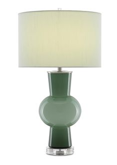 Currey and Company - 6000-0606 - One Light Table Lamp - Light and Dark Green/Polished Nickel/Clear Green Lily, Green Table Lamp, Green Polish, Green Table, Black Table Lamps, Black Table, Light And Dark, Desk Lamps, Grey And Beige